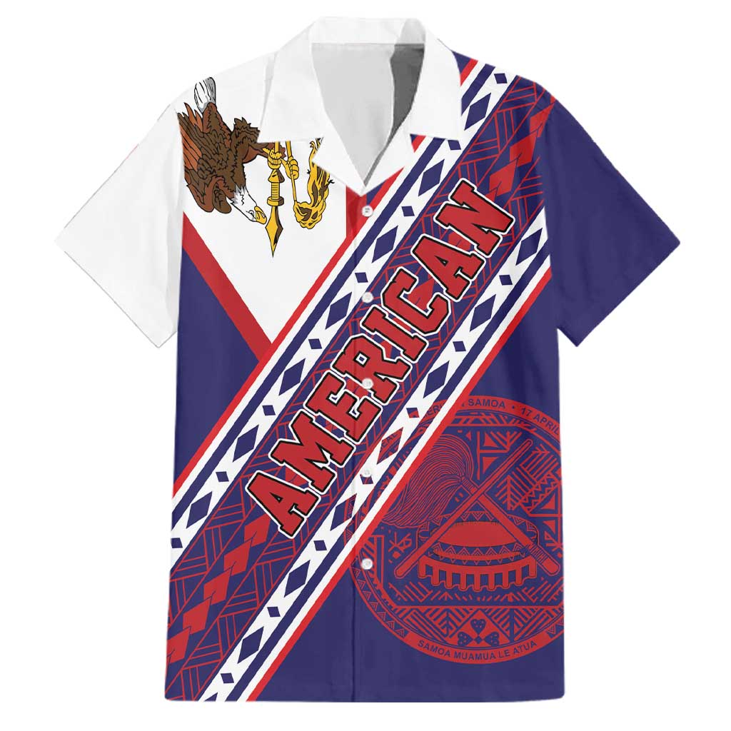 American Samoa Flag Day Family Matching Short Sleeve Bodycon Dress and Hawaiian Shirt Polynesian Tribal Tattoo Eagle Art LT19 Dad's Shirt - Short Sleeve Navy - Polynesian Pride