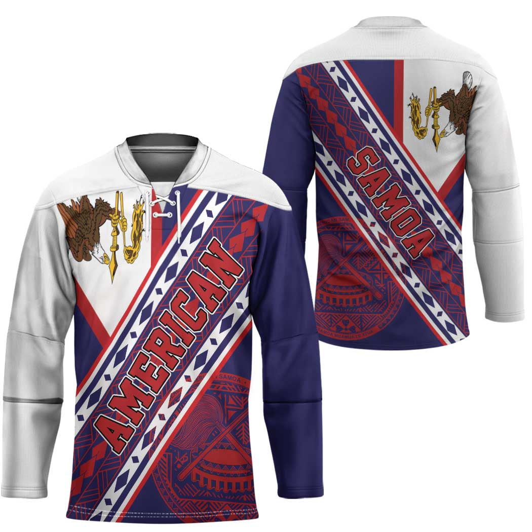 American Samoa Flag Day Hockey Jersey Polynesian Tribal Tattoo Eagle Art