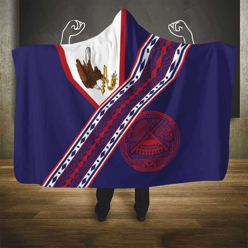 American Samoa Flag Day Hooded Blanket Polynesian Tribal Tattoo Eagle Art LT19 - Polynesian Pride