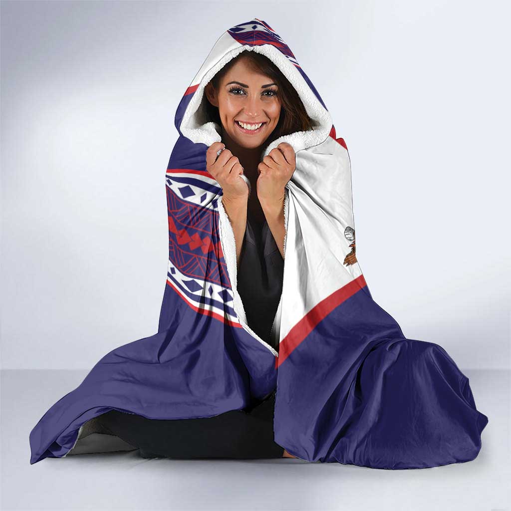 American Samoa Flag Day Hooded Blanket Polynesian Tribal Tattoo Eagle Art LT19 - Polynesian Pride