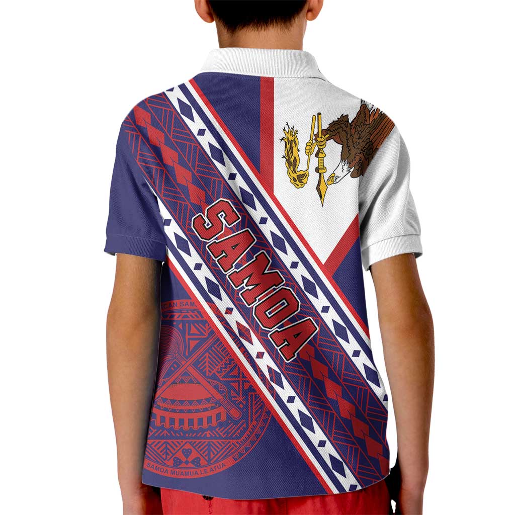 American Samoa Flag Day Kid Polo Shirt Polynesian Tribal Tattoo Eagle Art LT19 - Polynesian Pride