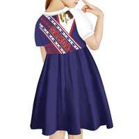 American Samoa Flag Day Kid Short Sleeve Dress Polynesian Tribal Tattoo Eagle Art LT19 - Polynesian Pride