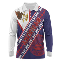 American Samoa Flag Day Long Sleeve Polo Shirt Polynesian Tribal Tattoo Eagle Art LT19 Navy - Polynesian Pride