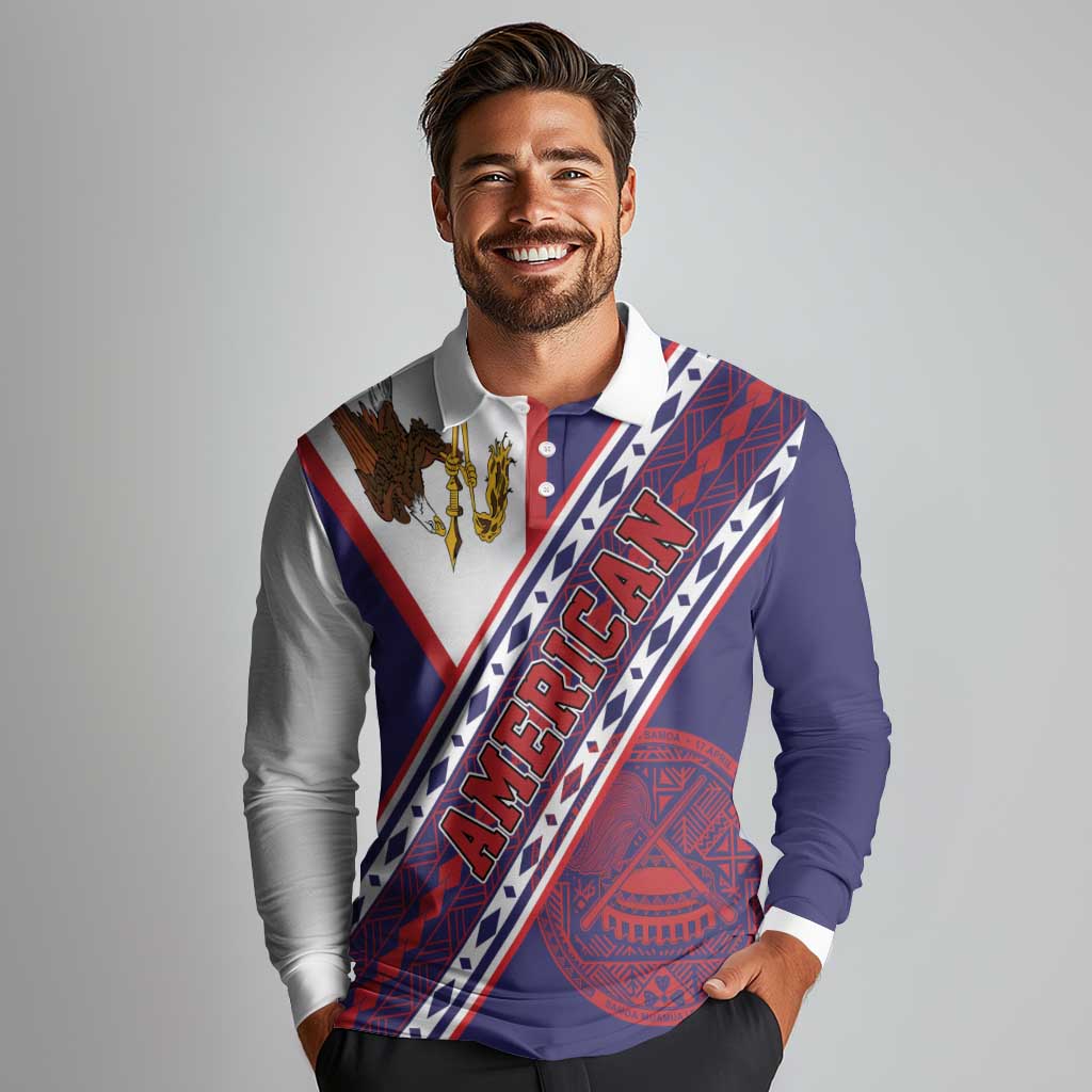 American Samoa Flag Day Long Sleeve Polo Shirt Polynesian Tribal Tattoo Eagle Art LT19 - Polynesian Pride