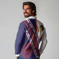 American Samoa Flag Day Long Sleeve Polo Shirt Polynesian Tribal Tattoo Eagle Art LT19 - Polynesian Pride