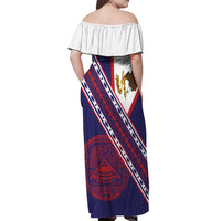 American Samoa Flag Day Off Shoulder Maxi Dress Polynesian Tribal Tattoo Eagle Art LT19 - Polynesian Pride