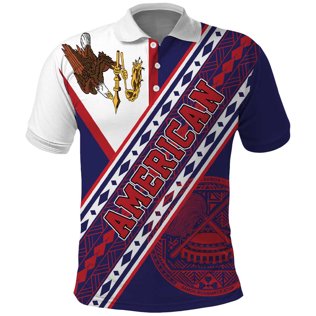 American Samoa Flag Day Polo Shirt Polynesian Tribal Tattoo Eagle Art LT19 Navy - Polynesian Pride