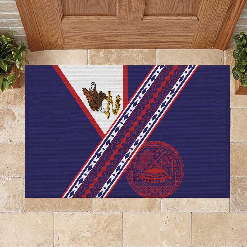 American Samoa Flag Day Rubber Doormat Polynesian Tribal Tattoo Eagle Art