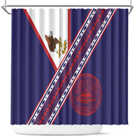 American Samoa Flag Day Shower Curtain Polynesian Tribal Tattoo Eagle Art LT19 Navy - Polynesian Pride