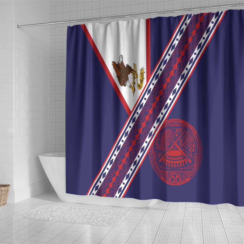 American Samoa Flag Day Shower Curtain Polynesian Tribal Tattoo Eagle Art LT19 - Polynesian Pride