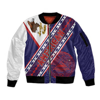 American Samoa Flag Day Sleeve Zip Bomber Jacket Polynesian Tribal Tattoo Eagle Art LT19 Unisex Navy - Polynesian Pride