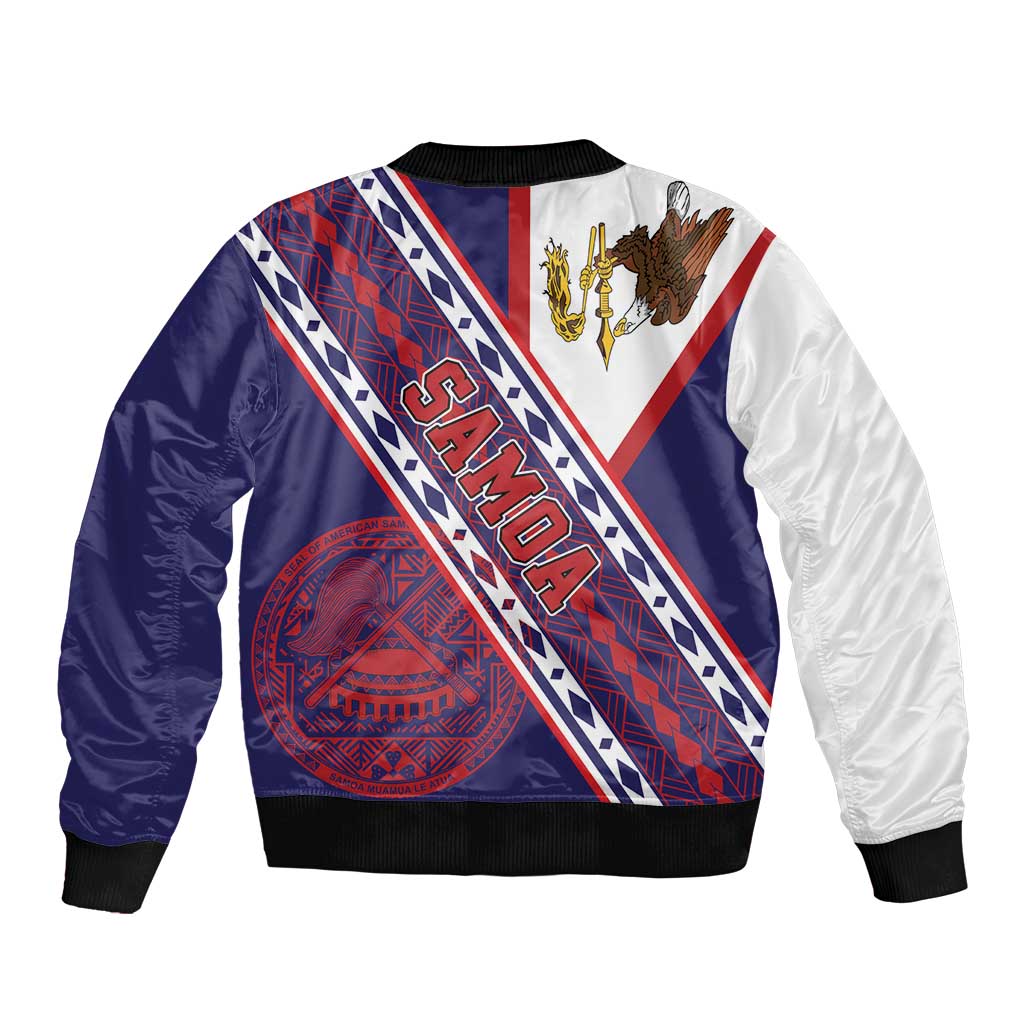 American Samoa Flag Day Sleeve Zip Bomber Jacket Polynesian Tribal Tattoo Eagle Art LT19 - Polynesian Pride