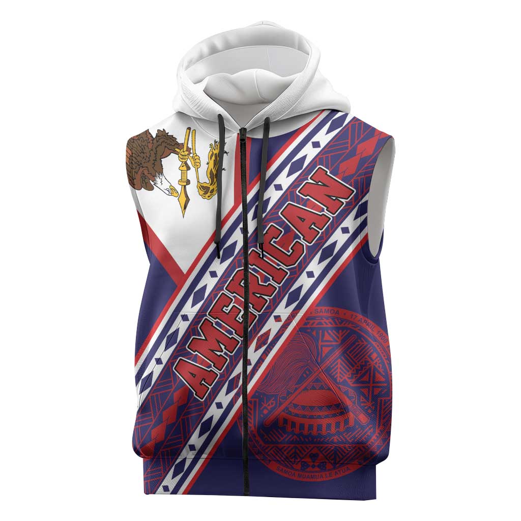 American Samoa Flag Day Sleeveless Zip Hoodie Polynesian Tribal Tattoo Eagle Art LT19 Navy - Polynesian Pride
