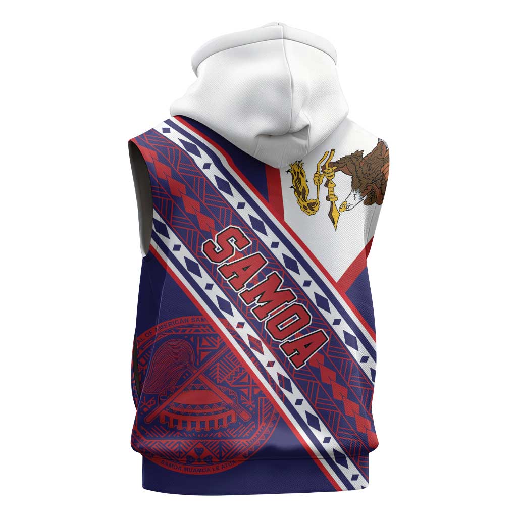 American Samoa Flag Day Sleeveless Zip Hoodie Polynesian Tribal Tattoo Eagle Art LT19 - Polynesian Pride