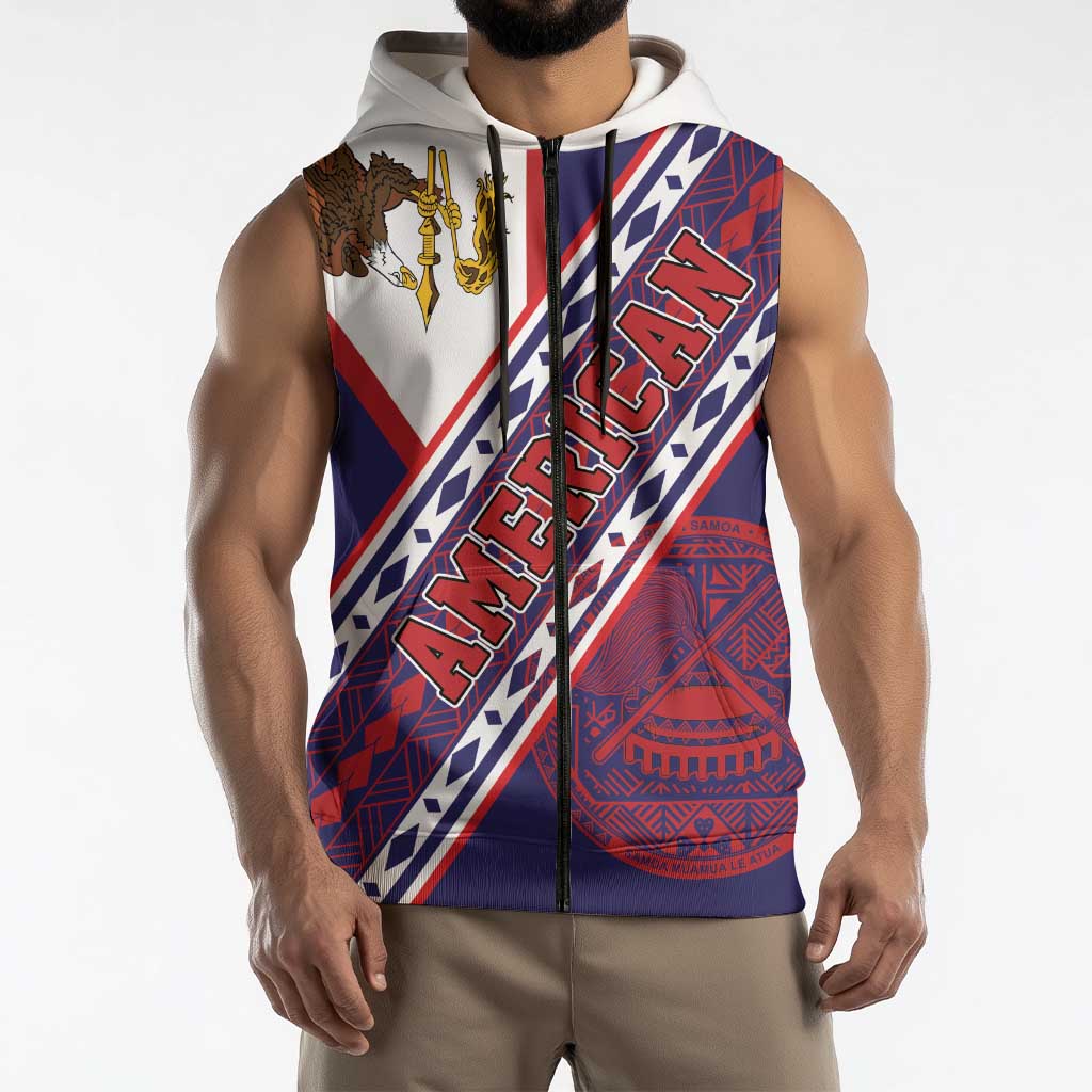 American Samoa Flag Day Sleeveless Zip Hoodie Polynesian Tribal Tattoo Eagle Art LT19 - Polynesian Pride