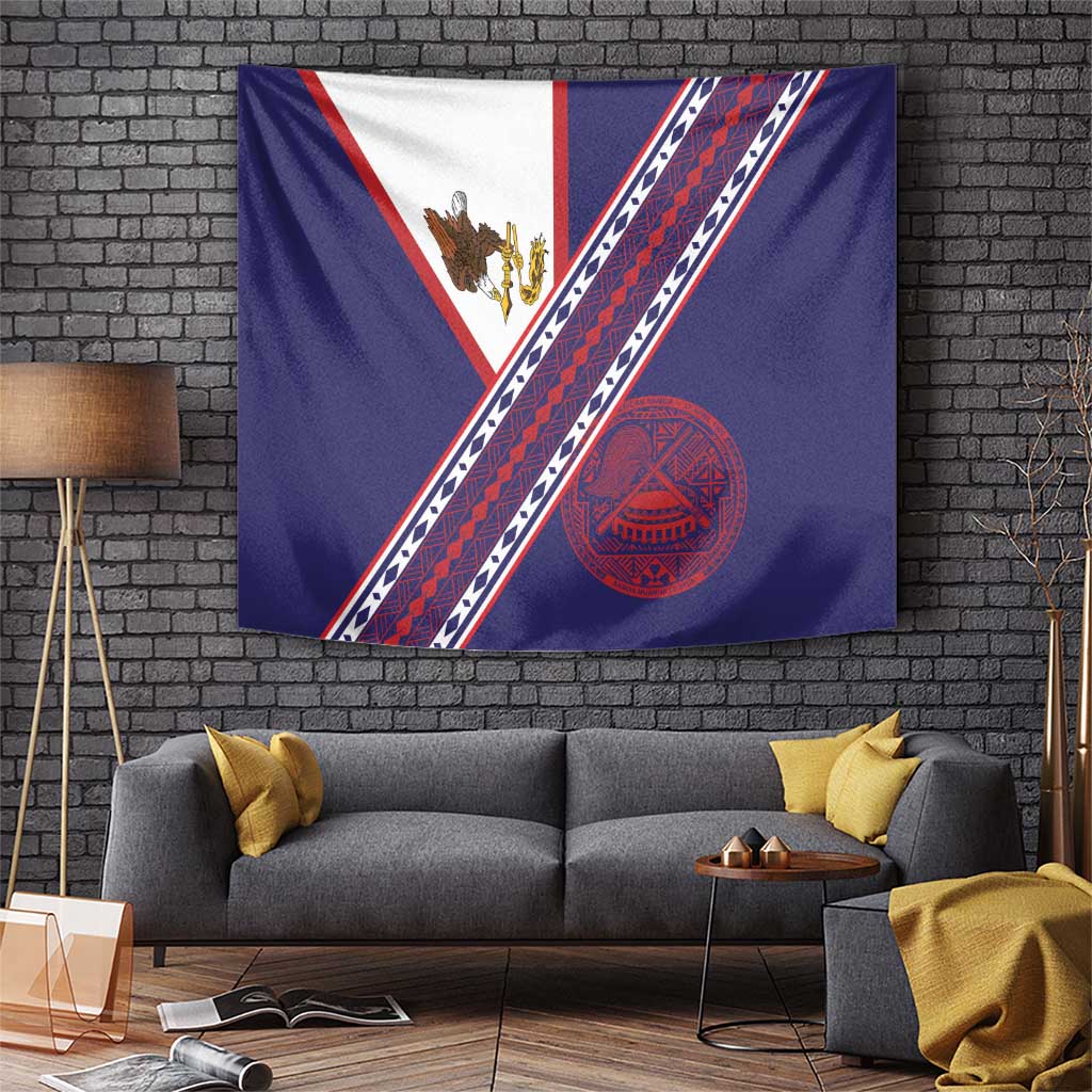 American Samoa Flag Day Tapestry Polynesian Tribal Tattoo Eagle Art LT19 Navy - Polynesian Pride