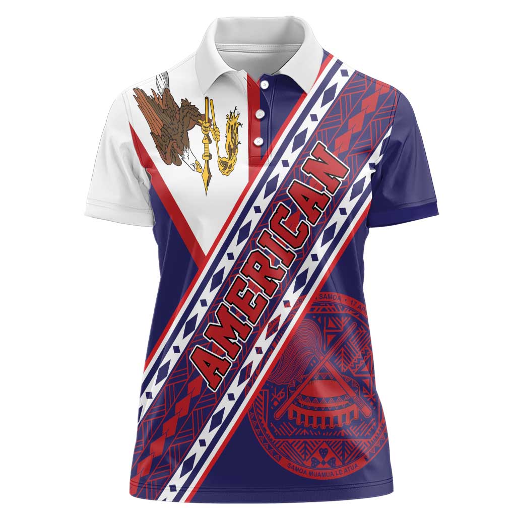 American Samoa Flag Day Women Polo Shirt Polynesian Tribal Tattoo Eagle Art LT19 Female Navy - Polynesian Pride