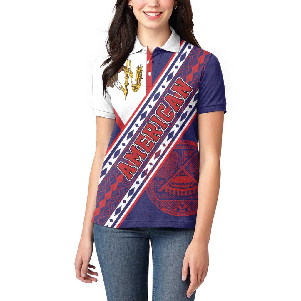 American Samoa Flag Day Women Polo Shirt Polynesian Tribal Tattoo Eagle Art LT19 - Polynesian Pride