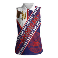 American Samoa Flag Day Women Sleeveless Polo Shirt Polynesian Tribal Tattoo Eagle Art LT19 Female Navy - Polynesian Pride