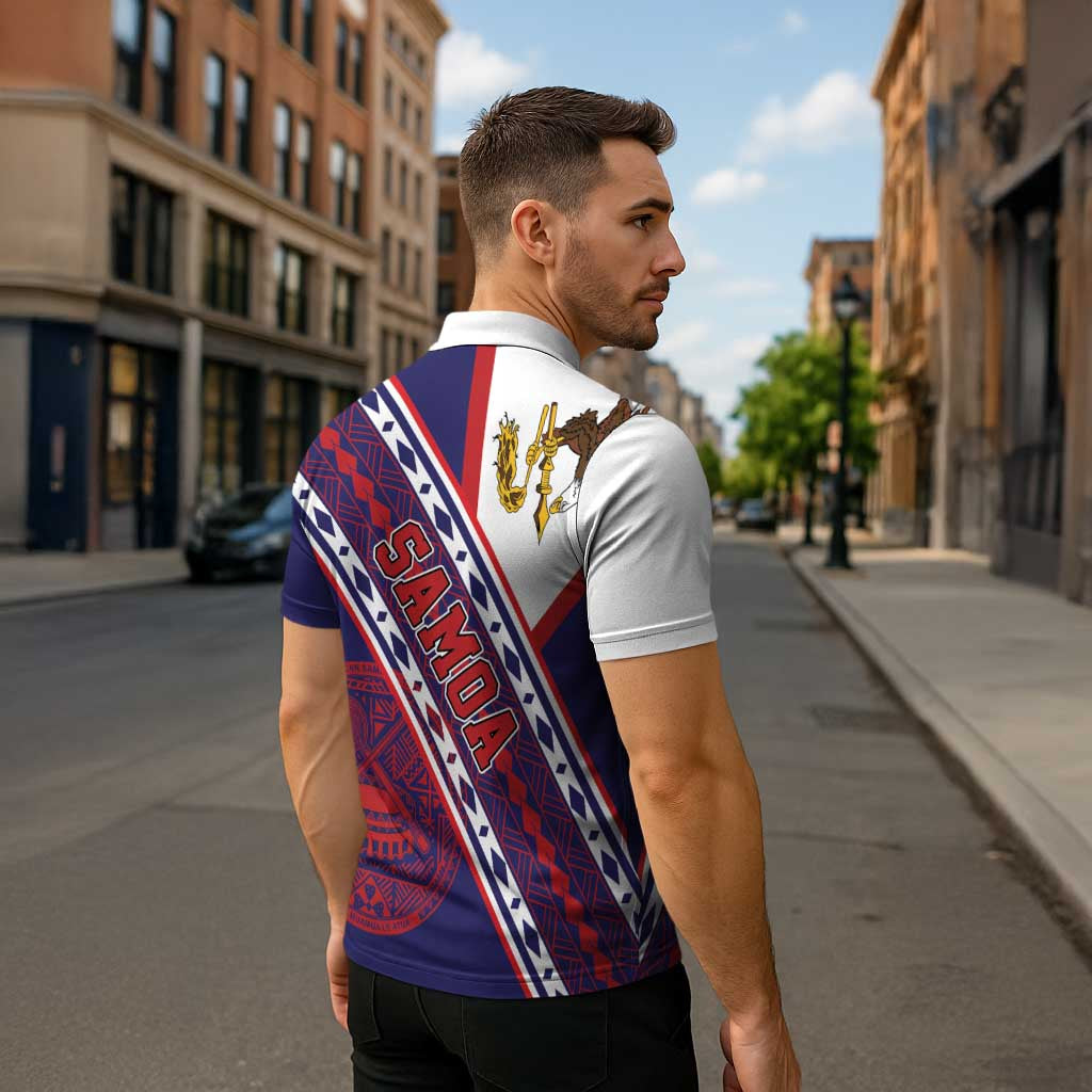 American Samoa Flag Day Zipper Polo Shirt Polynesian Tribal Tattoo Eagle Art LT19 - Polynesian Pride