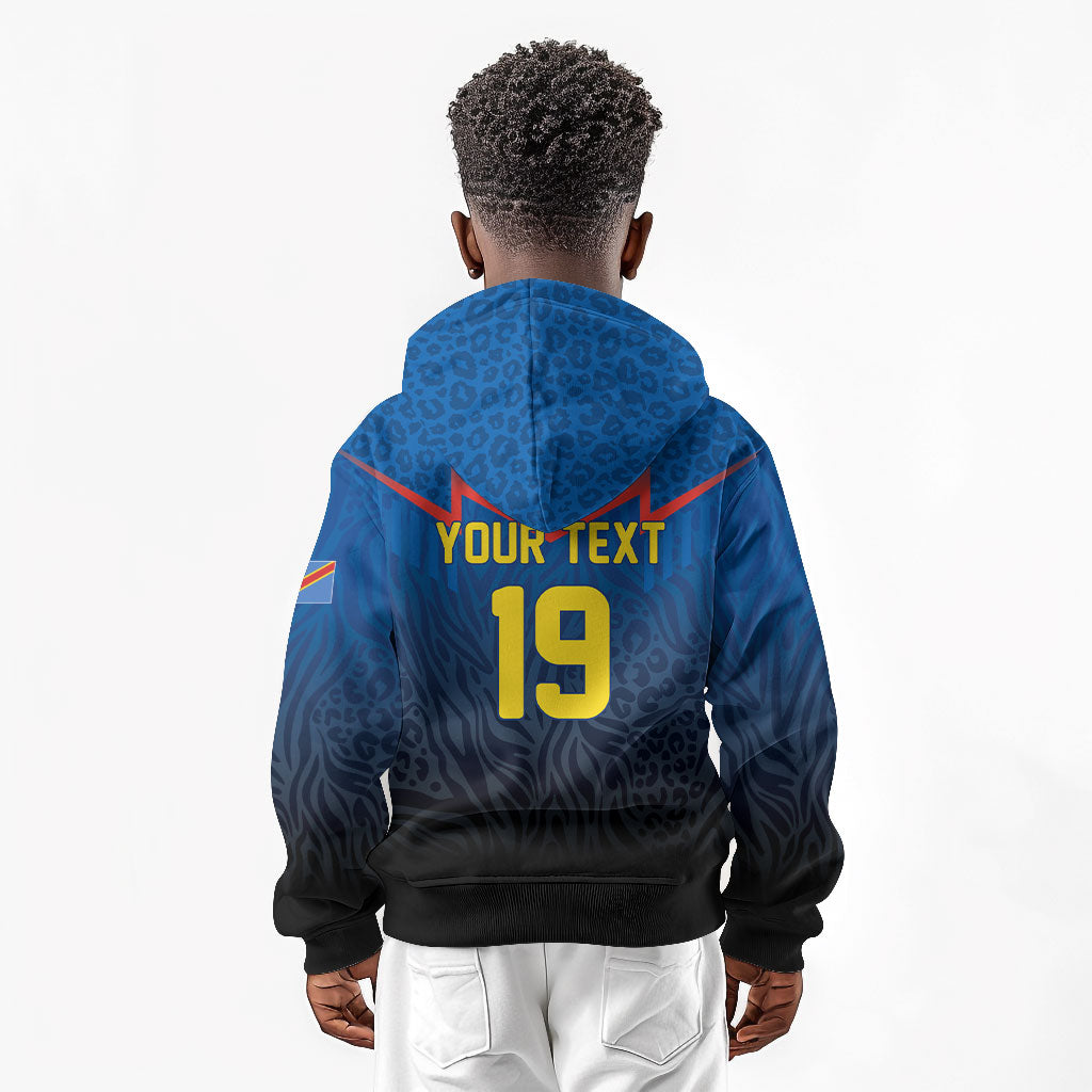 Custom World Football 2026 DR Congo Kid Hoodie Les Leopards Coupe du Monde Glory