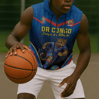 Custom World Football 2026 DR Congo Sleeveless Zip Hoodie Les Leopards Coupe du Monde Glory