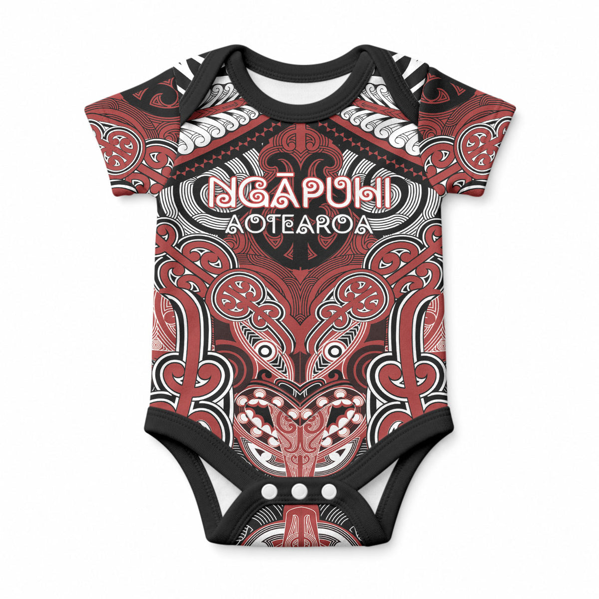 Aotearoa Iwi Ngapuhi Personalised Baby Onesie Maori Kowhaiwhai Pattern