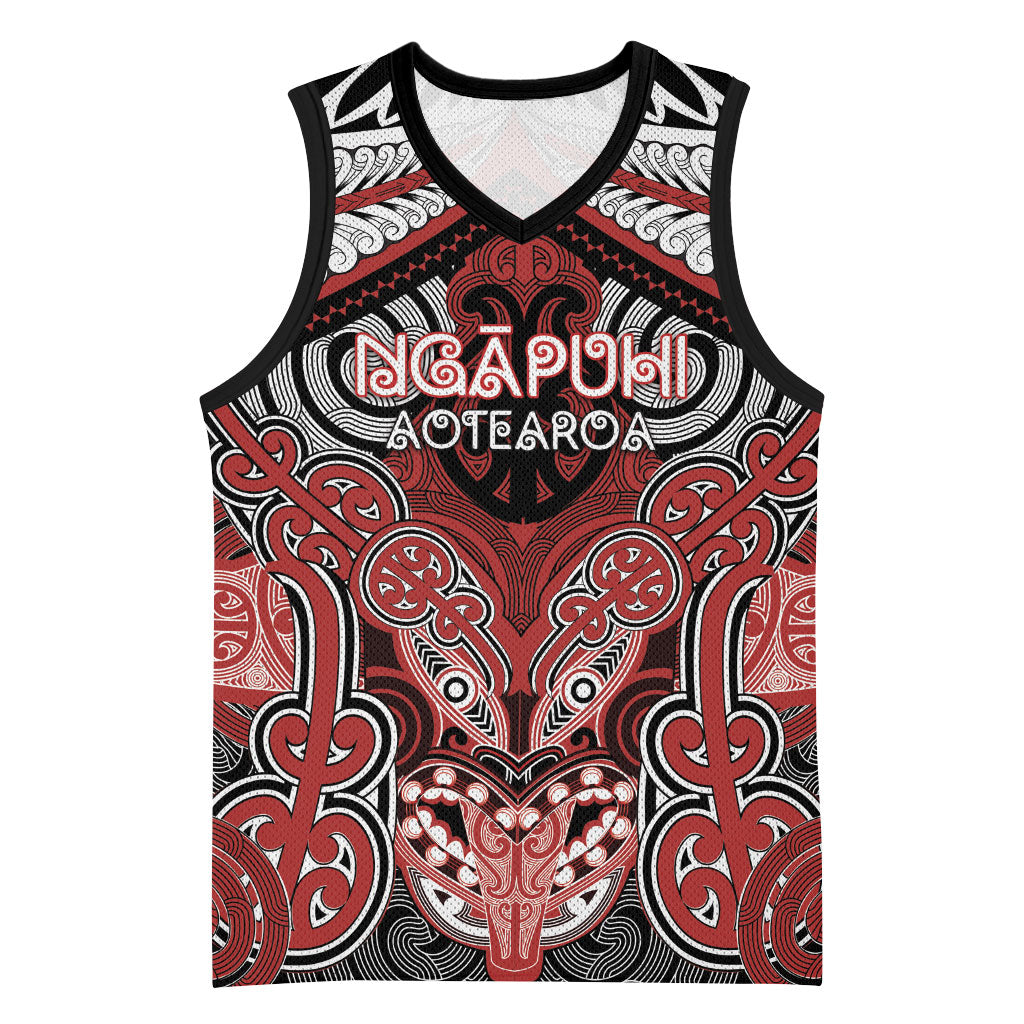 Aotearoa Iwi Ngapuhi Personalised Basketball Jersey Maori Kowhaiwhai Pattern