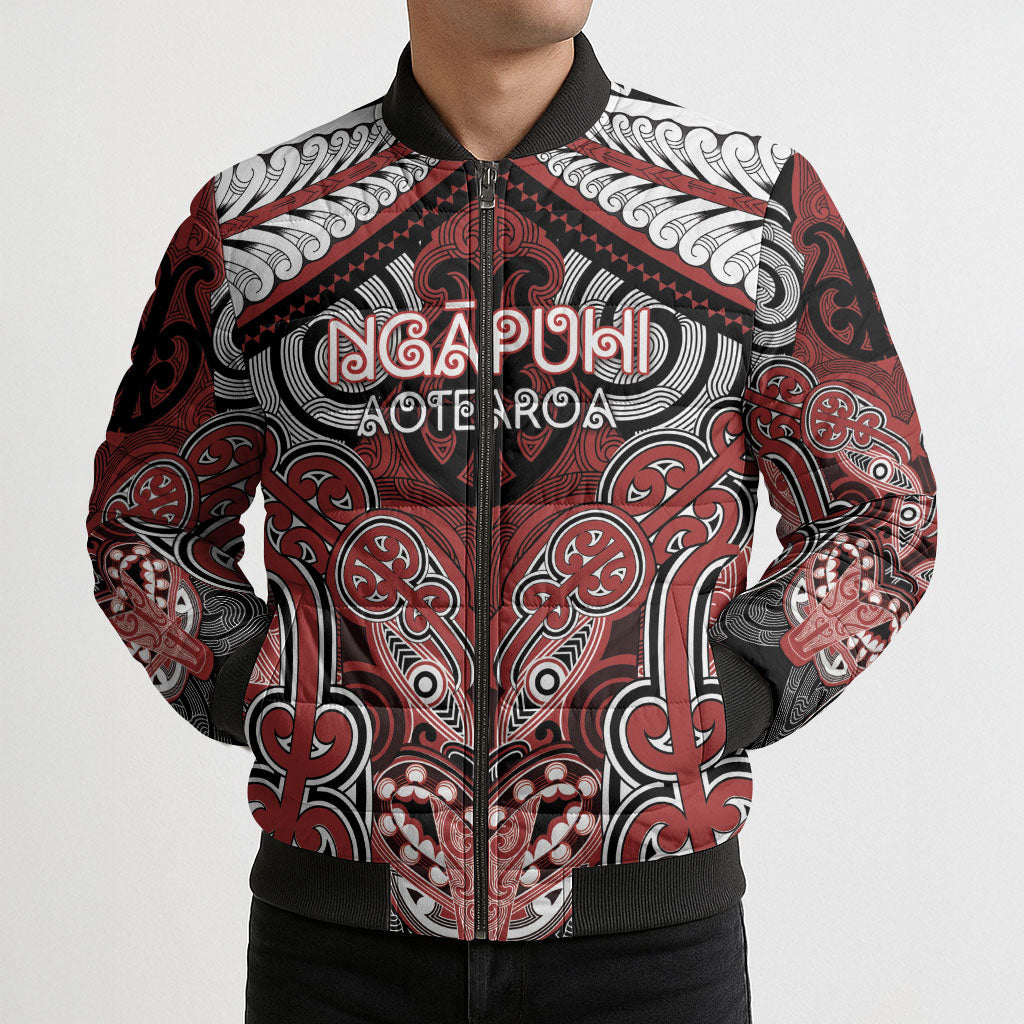 Aotearoa Iwi Ngapuhi Personalised Bomber Puffer Jacket Maori Kowhaiwhai Pattern