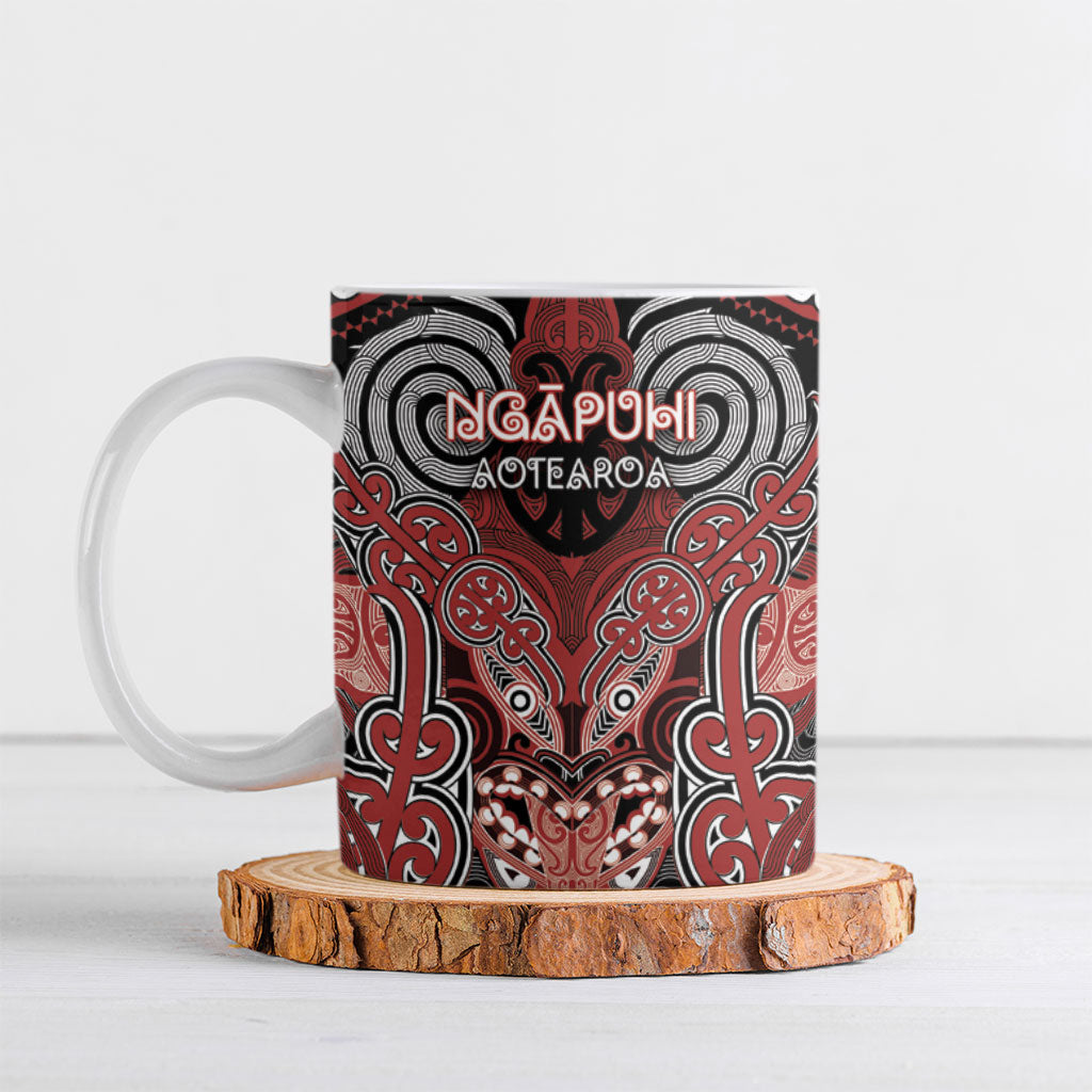 Aotearoa Iwi Ngapuhi Personalised Ceramic Mug Maori Kowhaiwhai Pattern LT19 Red - Polynesian Pride