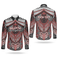 Aotearoa Iwi Ngapuhi Personalised Couples Matching Long Sleeve Bodycon Dress and Long Sleeve Button Shirt Maori Kowhaiwhai Pattern