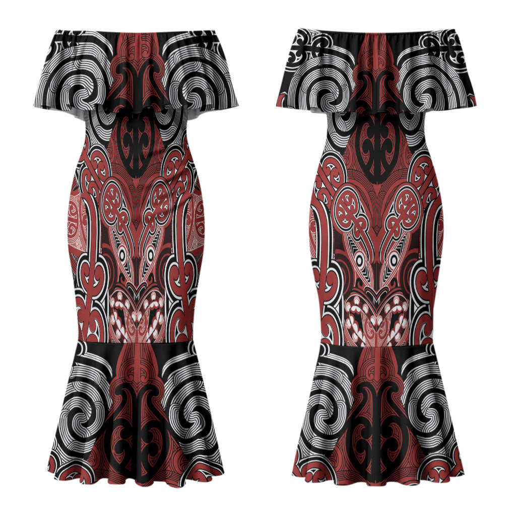 Aotearoa Iwi Ngapuhi Personalised Couples Matching Mermaid Dress and Hawaiian Shirt Maori Kowhaiwhai Pattern