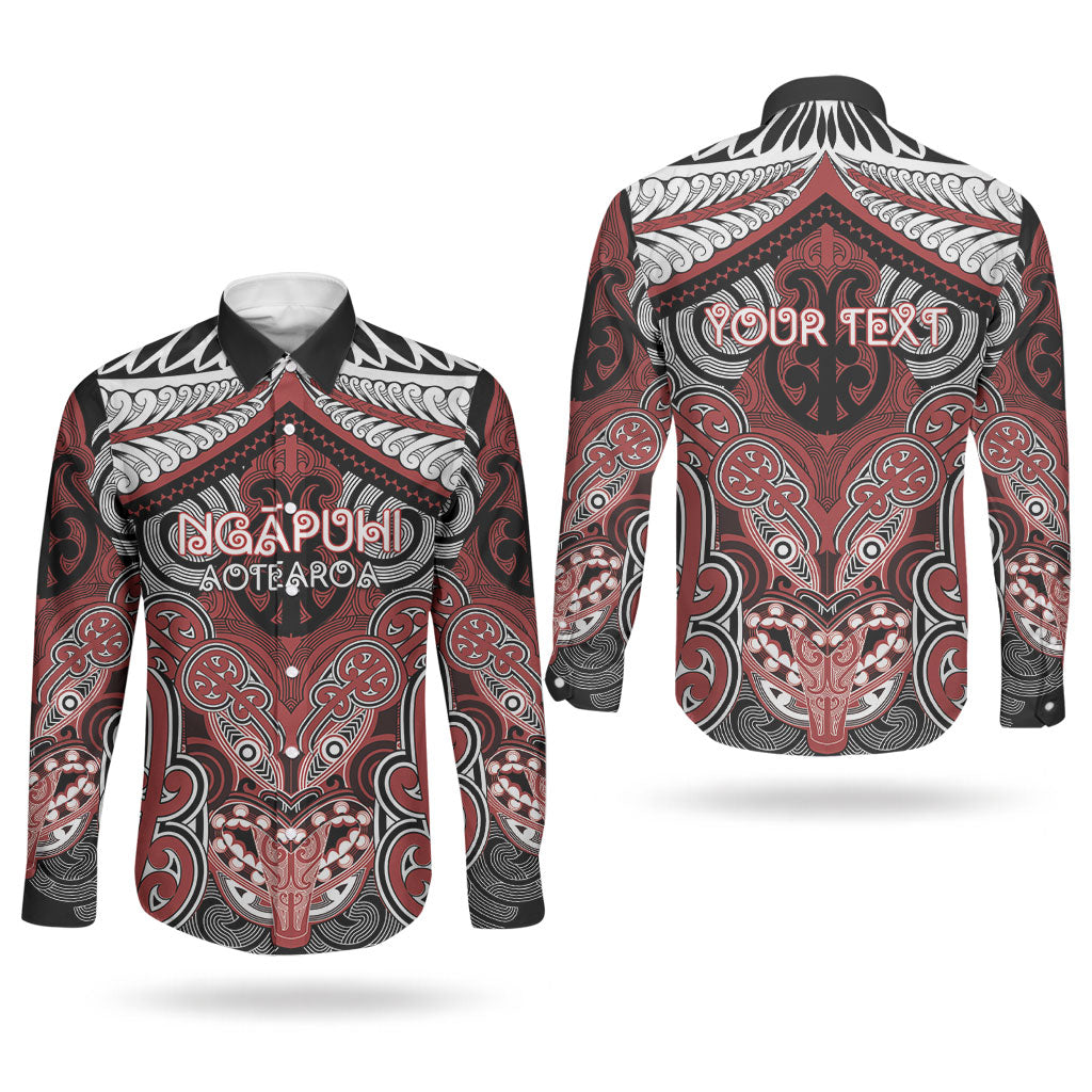 Aotearoa Iwi Ngapuhi Personalised Couples Matching Off Shoulder Maxi Dress and Long Sleeve Button Shirt Maori Kowhaiwhai Pattern