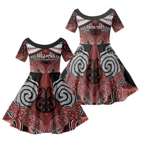 Aotearoa Iwi Ngapuhi Personalised Family Matching Summer Maxi Dress and Hawaiian Shirt Maori Kowhaiwhai Pattern