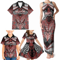 Aotearoa Iwi Ngapuhi Personalised Family Matching Tank Maxi Dress and Hawaiian Shirt Maori Kowhaiwhai Pattern