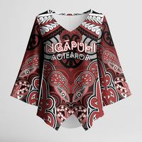 Aotearoa Iwi Ngapuhi Personalised Kimono Sleeve Blouse Maori Kowhaiwhai Pattern