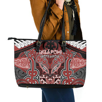 Aotearoa Iwi Ngapuhi Leather Tote Bag Maori Kowhaiwhai Pattern