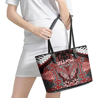 Aotearoa Iwi Ngapuhi Leather Tote Bag Maori Kowhaiwhai Pattern
