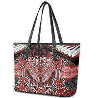 Aotearoa Iwi Ngapuhi Leather Tote Bag Maori Kowhaiwhai Pattern