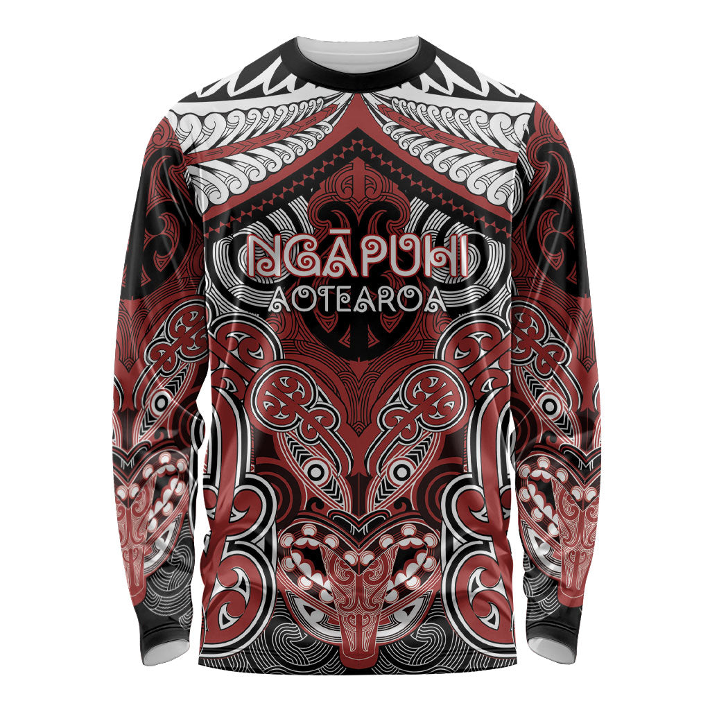 Aotearoa Iwi Ngapuhi Personalised Long Sleeve Shirt Maori Kowhaiwhai Pattern