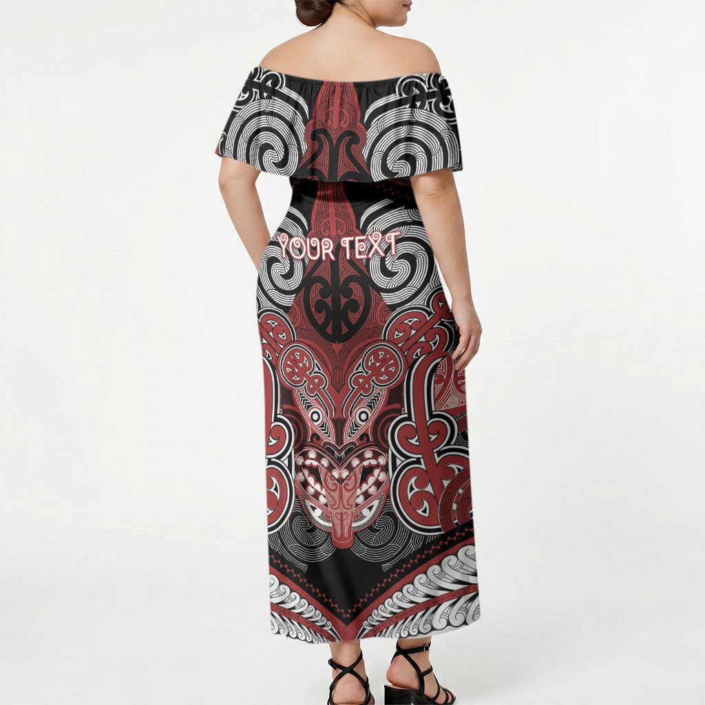 Aotearoa Iwi Ngapuhi Personalised Off Shoulder Maxi Dress Maori Kowhaiwhai Pattern