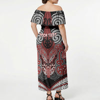 Aotearoa Iwi Ngapuhi Personalised Off Shoulder Maxi Dress Maori Kowhaiwhai Pattern