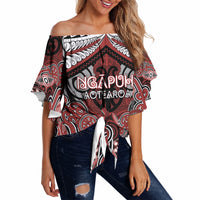 Aotearoa Iwi Ngapuhi Personalised Off Shoulder Wrap Waist Top Maori Kowhaiwhai Pattern