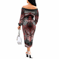 Aotearoa Iwi Ngapuhi Personalised Off The Shoulder Long Sleeve Dress Maori Kowhaiwhai Pattern