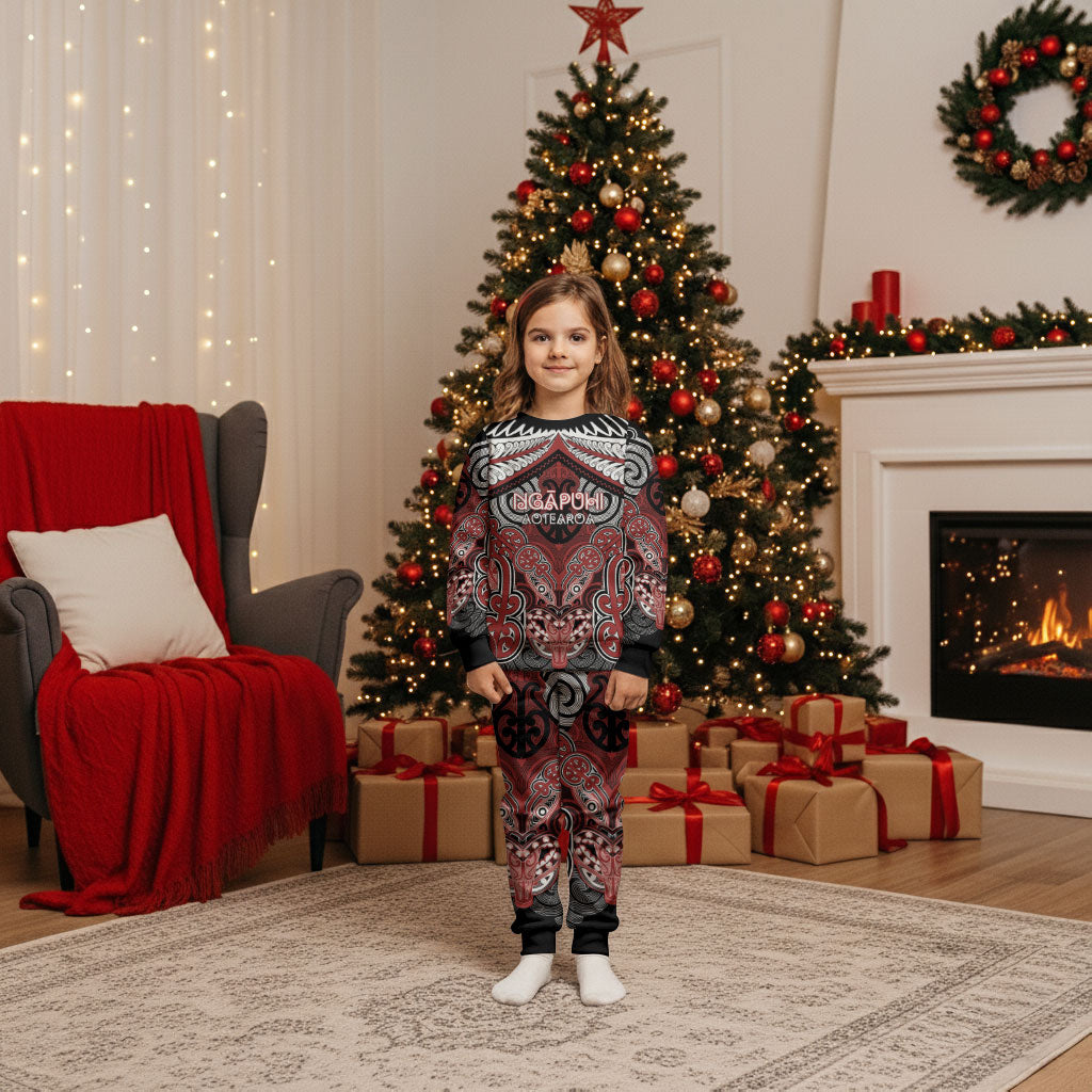 Aotearoa Iwi Ngapuhi Personalised Christmas Pajama Set Maori Kowhaiwhai Pattern