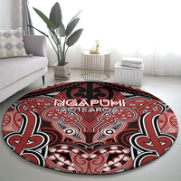 Aotearoa Iwi Ngapuhi Round Carpet Maori Kowhaiwhai Pattern