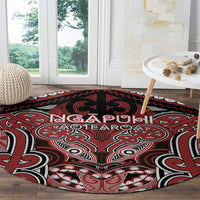 Aotearoa Iwi Ngapuhi Round Carpet Maori Kowhaiwhai Pattern