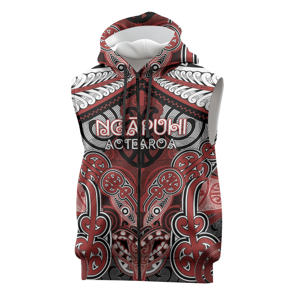 Aotearoa Iwi Ngapuhi Personalised Sleeveless Zip Hoodie Maori Kowhaiwhai Pattern