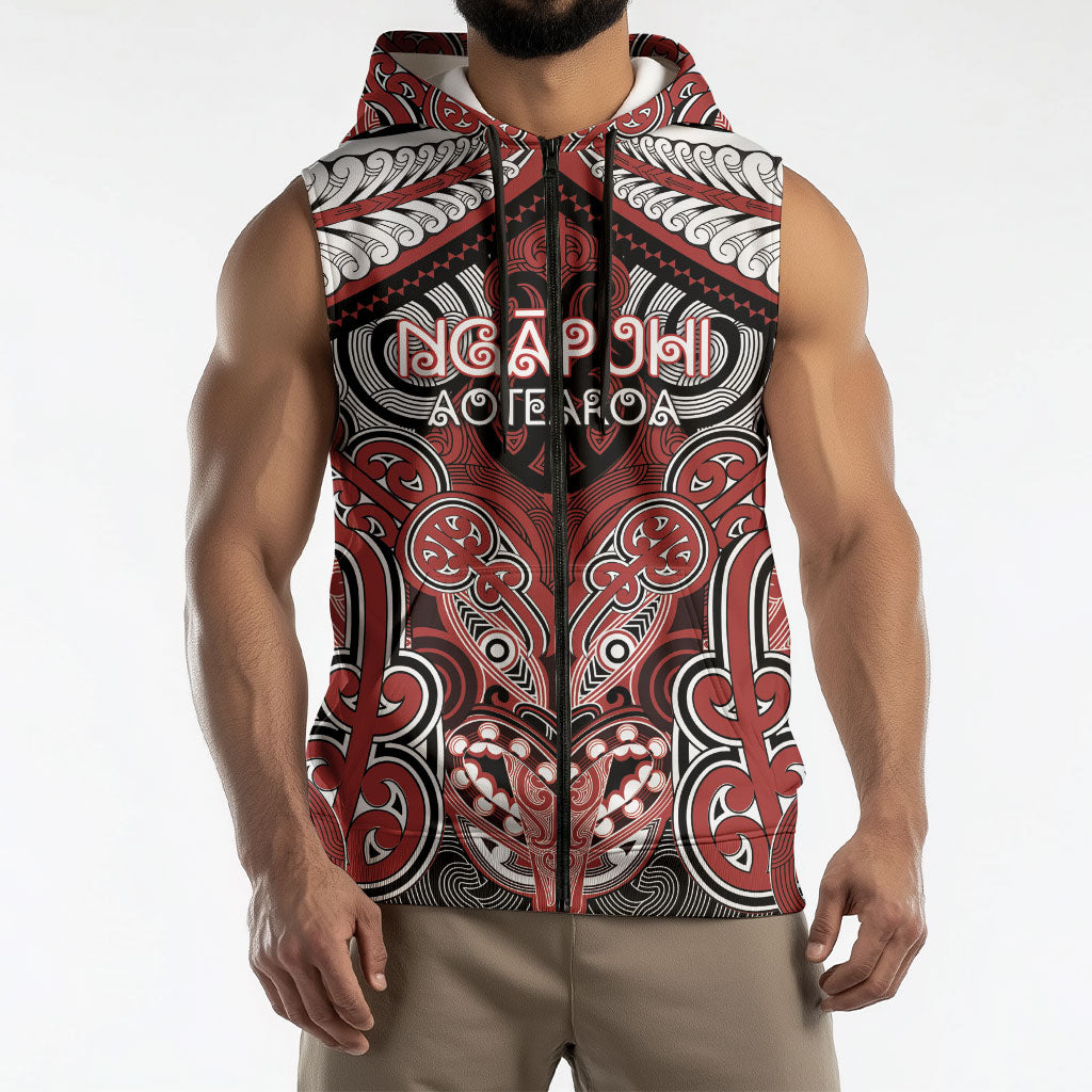 Aotearoa Iwi Ngapuhi Personalised Sleeveless Zip Hoodie Maori Kowhaiwhai Pattern
