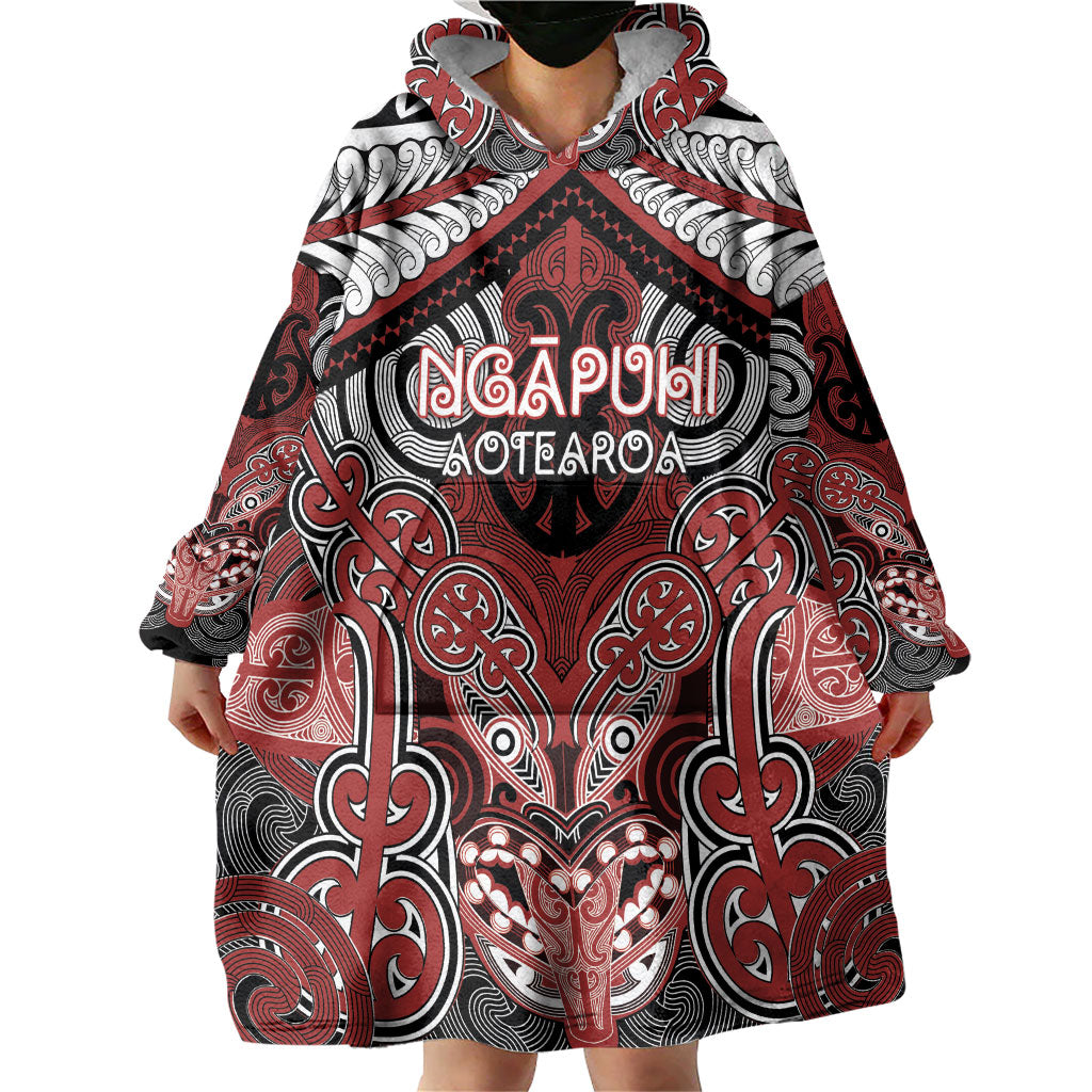 Aotearoa Iwi Ngapuhi Personalised Wearable Blanket Hoodie Maori Kowhaiwhai Pattern